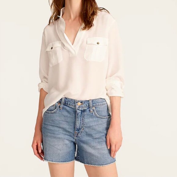 J. Crew Tops - *NWT* J.Crew | 100% Silk Patch Pocket Popover Shirt | Ivory | Medium